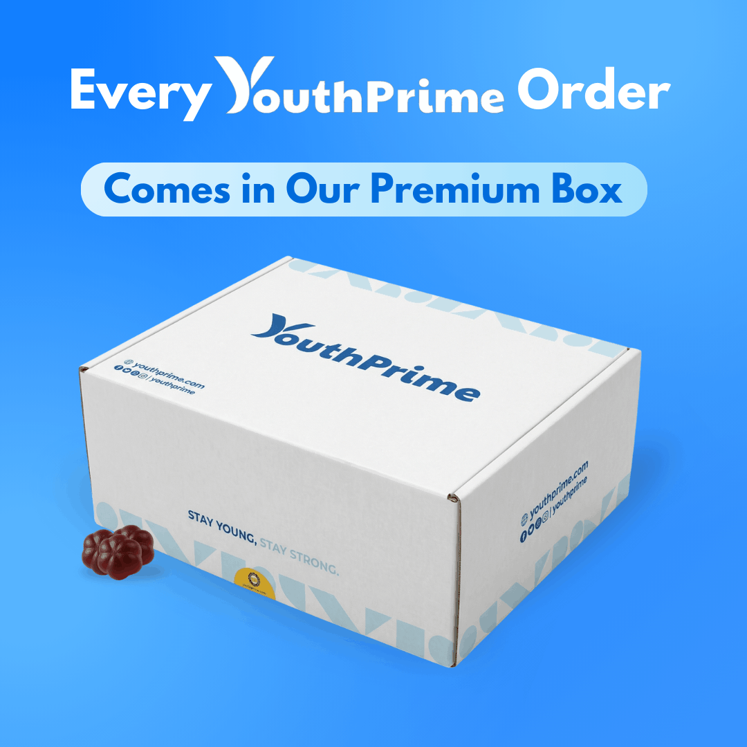 Every YouthPrime order arrives in a white YouthPrime box