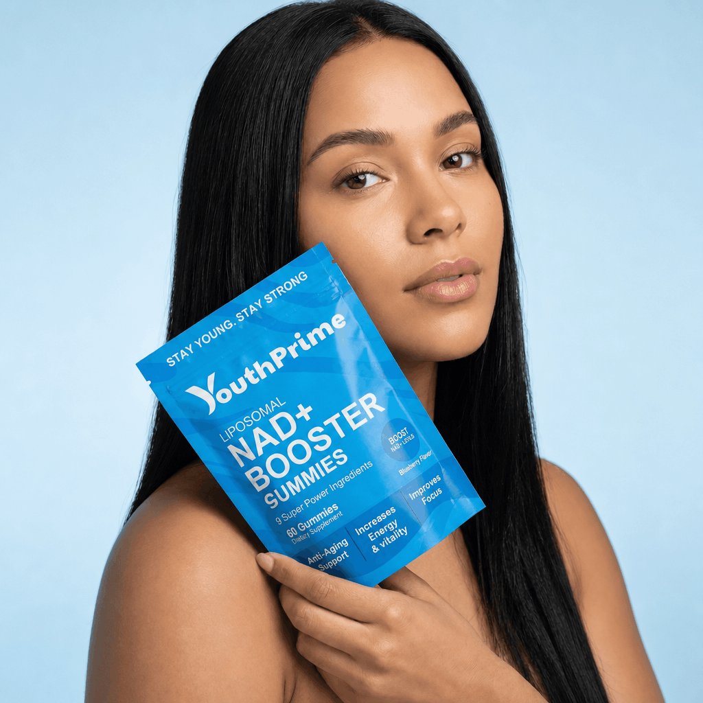 A confident woman using YouthPrime daily